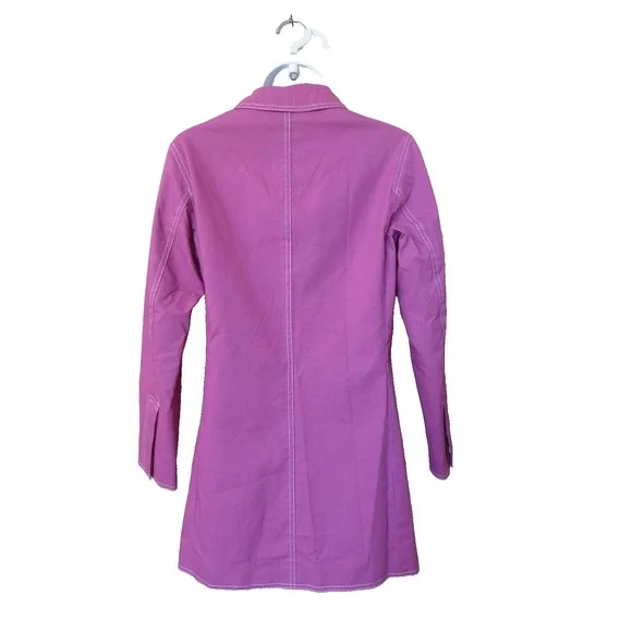 Coach Dark Pink Trench Coat Size XS Hidden Button Flap‎ Signature Lining